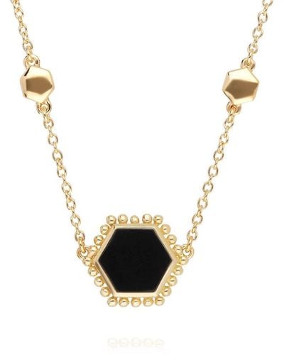 Gemondo Onyx Flat Slice Hex Necklace In Gold Sterling Silver - Black
