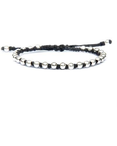 Harbour UK Bracelets Minimalist S Silver Bead Rope Friendship Bracelet - Black