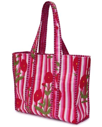 At Last Cotton Tote Bag In Marigold - Red
