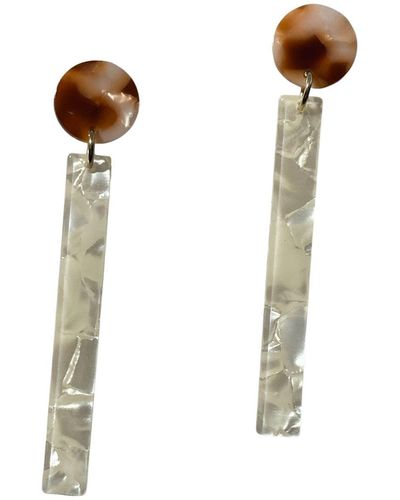 CLOSET REHAB Matchstick Drop Earrings In Cream & Brown - White