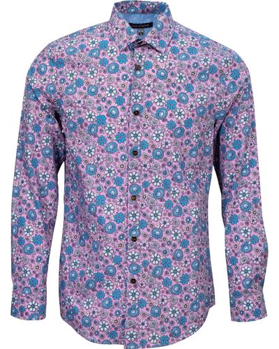 lords of harlech Nigel Groupie Floral Shirt - Blue