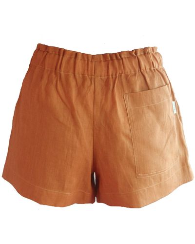Larsen and Co Pure Linen Majorca Shorts In Rust - Brown