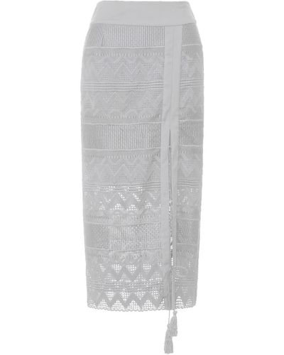 Smart and Joy Geometrical Lace Midi Skirt - Gray