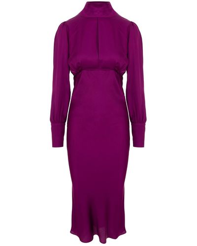 Framboise Saiana Purple Midi Silk Dress