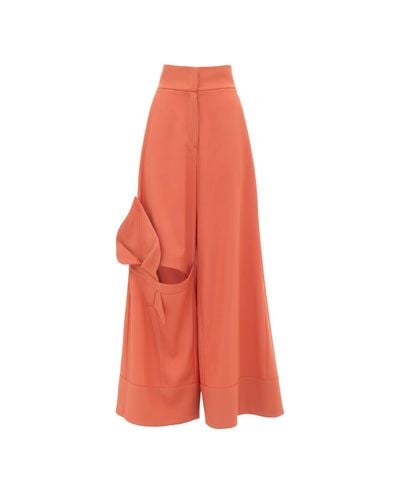 Julia Allert Wide Flared Trousers With Calla Flower Orange-coral