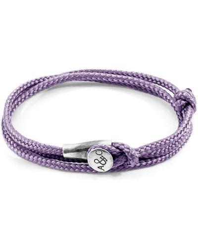 Anchor and Crew Lilac Purple Dundee Silver & Rope Bracelet