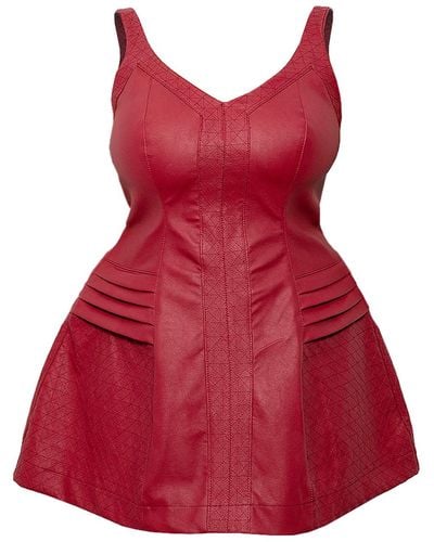 Maison Bogomil Christine Leather Mini-dress With A V - Red