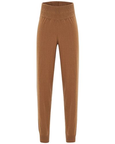Peraluna High Waist Cashmere Blend Knitwear jogger Trousers - Brown