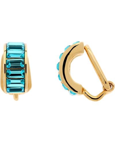 Emma Holland Jewellery Aqua Baguette Crystal Clip Earrings - Blue