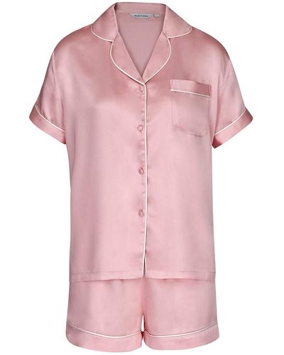Pasithea Sleep Silky Bamboo Shortie Pyjama Set In Pink