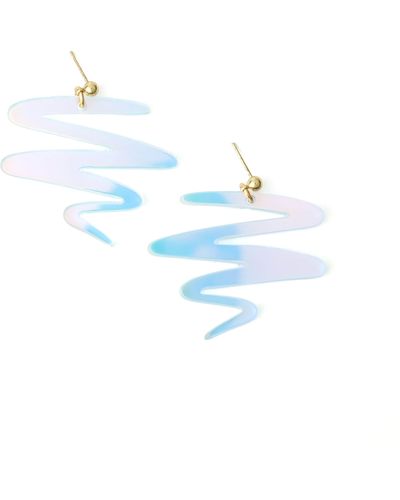 By Chavelli Neutrals / squiggle Dangly Earrings - Blue