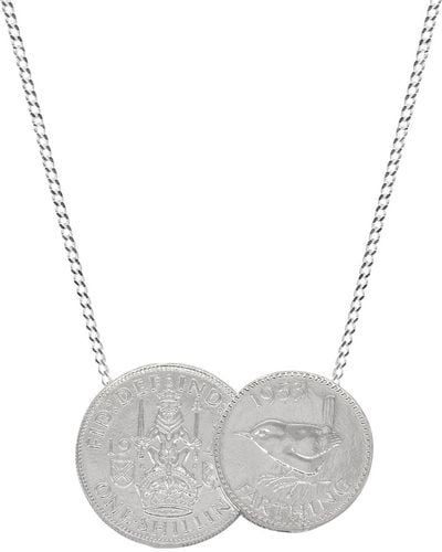 Katie Mullally Scottish & English Double Coin Pendant Necklace - Grey