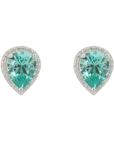 LÁTELITA London Theodora Aquamarine Teardrop Gemstone Stud Earrings Silver - Green