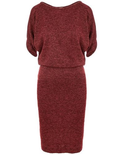 ROSERRY Paris Jersey Knit Midi Dress In Burgundy - Red