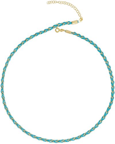 Spero London Handmade Rope Braided Sterling Silver Beaded Chain Necklace In - Blue
