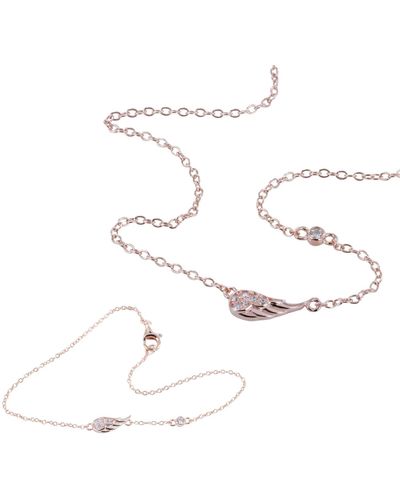 Reeves & Reeves Angel Wing Necklace & Bracelet Set - White