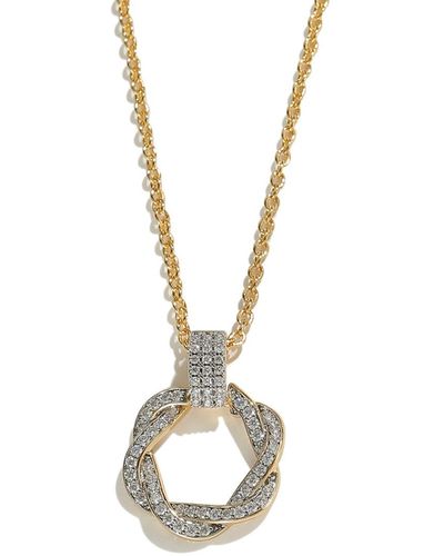 Classicharms Ysabel Pavé Diamond Eternity Twist Hoop Pendant Necklace - Metallic