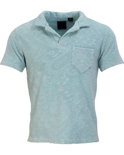 lords of harlech Johnny Towel Polo Shirt In Nile - Blue