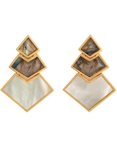 Lavani Jewels Gray & White Nefertiti Earrings - Metallic