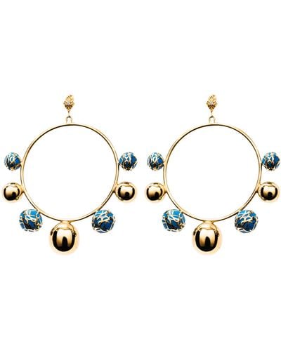 Georgina Jewelry Gold Sphere Dangle Hoops - Metallic