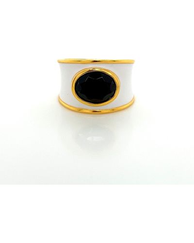 GEM BAZAAR Magpie Enamel Ring - Black
