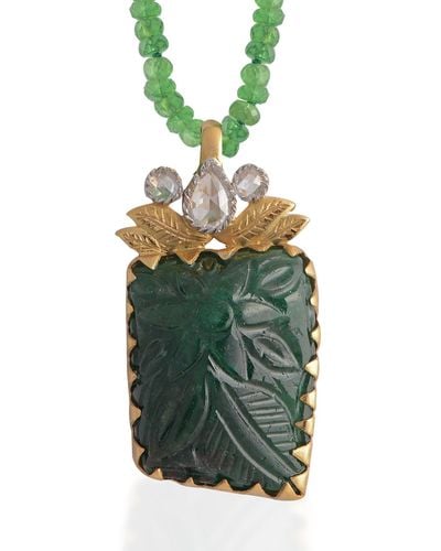 Emma Chapman Jewels Hema Emerald Diamond Gold Pendant - Green