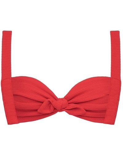Montce Swim Crimson Micro Scrunch Kayla Bikini Top - Red