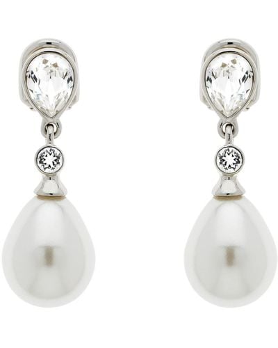 Emma Holland Jewellery Teardrop Pearl And Crystal Clip On Earrings - Metallic