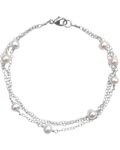 Kiri & Belle Ivy Layered Chain Pearl Sterling Bracelet - Metallic