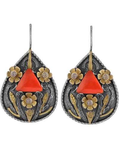 Emma Chapman Jewels Etta Coral Diamond Earrings - Multicolour