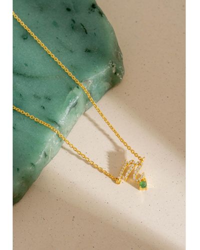 Lavani Jewels Zircon "m" Initial Necklace - Green