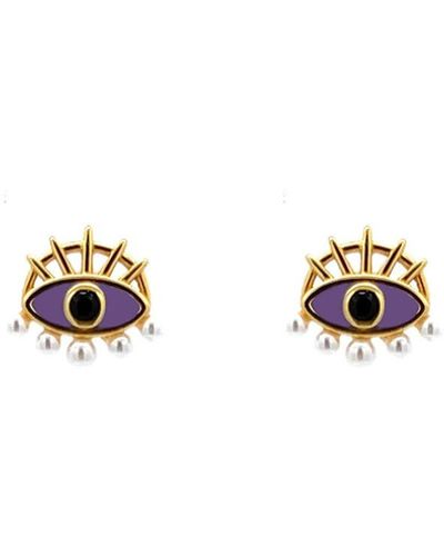 Gosia Orlowska Freya" Evil Eye & Pearl Earrings - White
