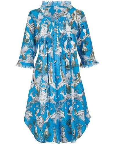 At Last Annabel Cotton Tunic In Sky Tropical - Blue