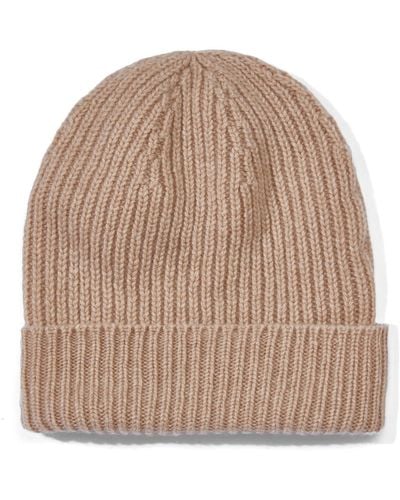 Paul James Knitwear 100% Cashmere Ribbed Beanie Hat - Natural