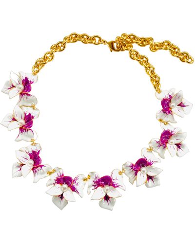 The Pink Reef Necklace In With Tropic Purple Orchid - Metallic