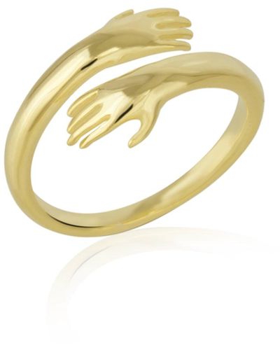 Spero London Hug Ring With Hands Sterling Silver - Metallic