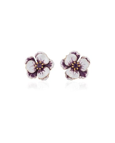 Milou Jewelry Purple Viola Flower Earrings - Multicolour