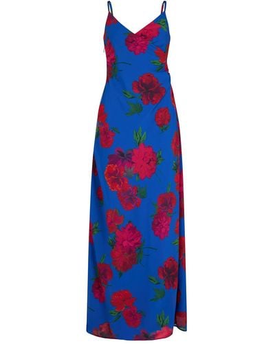 Hope & Ivy The Ola Sleeveless Cami Maxi Dress With Tie Back - Blue