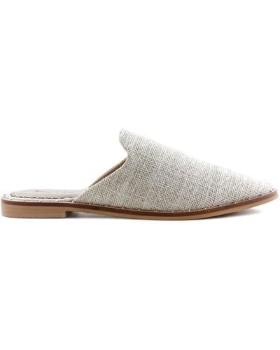 Rag & Co Lia Handcrafted Canvas Mules In - White