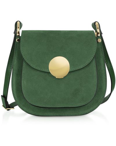 Le Parmentier Agave Suede & Smooth Leather Shoulder Bag - Green