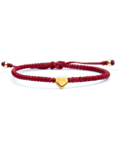 Harbour UK Bracelets String Bracelet With Gold Heart Bead - Red