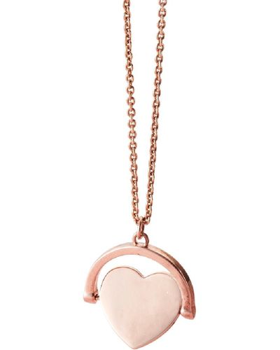 Posh Totty Designs Rose Gold Plated Heart Spinner Necklace - Pink