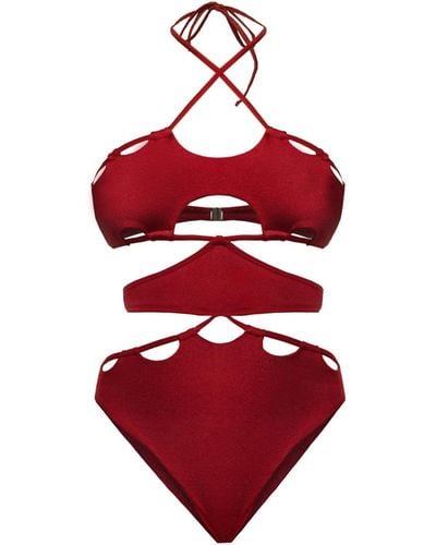 Selia Richwood Eudora Maroon Cut-out Swimsuit - Red