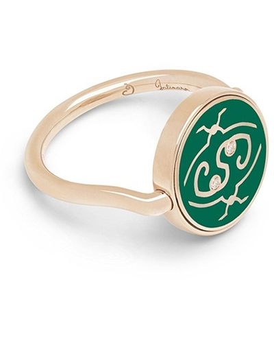 Intisars Meohme Slim Rose Gold Diamonds Astounding Ring - Green