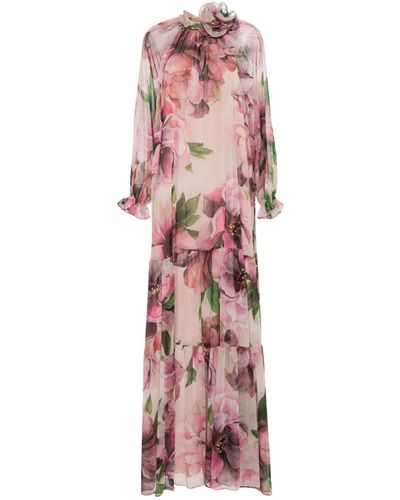 Nissa Floral-detail Maxi Dress - Pink