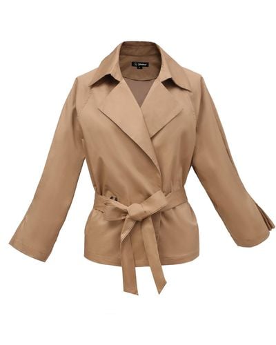 Smart and Joy Double Breasted Coton Trench-jacket - Brown