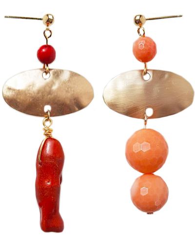 Nadia Minkoff Limit-ed Bamboo & Red Coral Semi-precious Earring