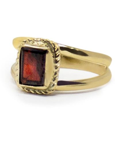 Vintouch Italy Luccichio Gold Vermeil Garnet Stacking Ring - Red