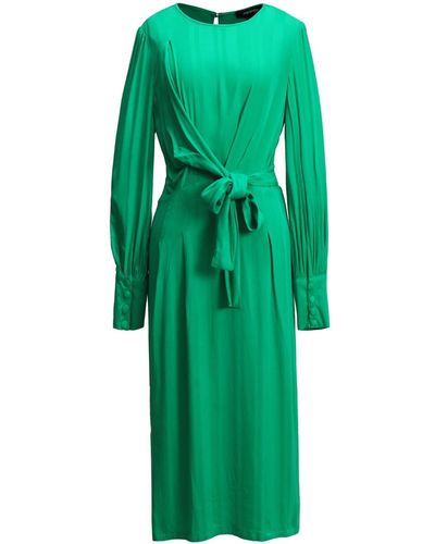 Smart and Joy Draped Blouse Dress With Side Bow - Green