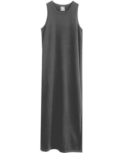 Zenzee Cotton Cashmere Maxi Dress With Side Slits - Grey